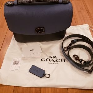 Coach Cassie, Navy, suede & leather, snake handle
